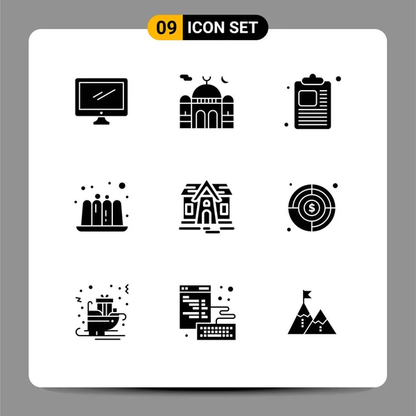 Creative Icons Modern Signs Symbols House Jelly Moon Food Paper — Stock Vector