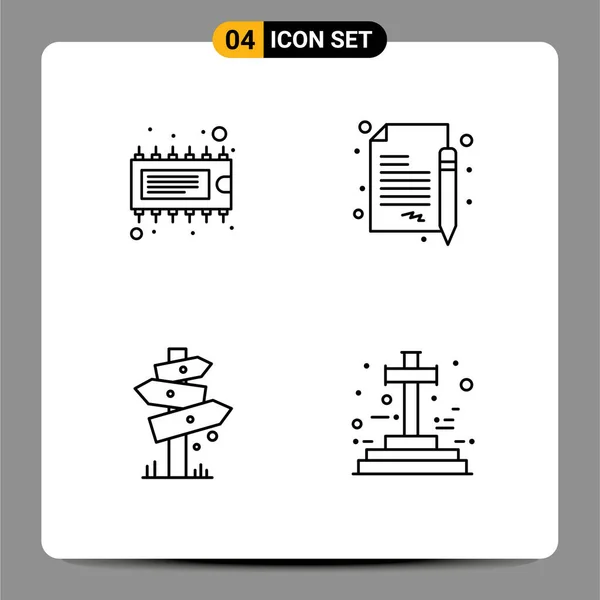 Mobile Interface Line Set Pictograms Component Board Contract Sign Editable — Stock Vector
