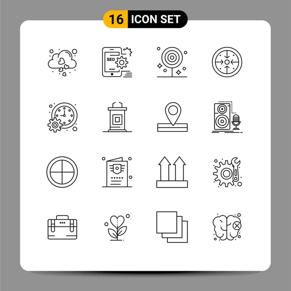 User Interface Outline Pack Modern Jelek Szimbólumok Működését Célokat Konfiguráció — Stock Vector