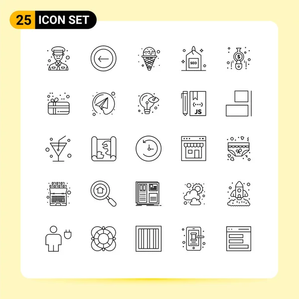 Creative Icons Modern Signs Sysymbols Calculate Seo Ice Search Media — Vector de stock