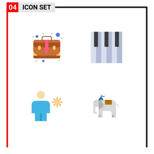 Pictogram Set Simple Flat Icons Bag Avatar Case Music Human — 스톡 벡터