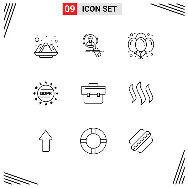 Stock Vector Icon Pack Líneas Signos Símbolos Para Privacidad Gdpr — Vector de stock