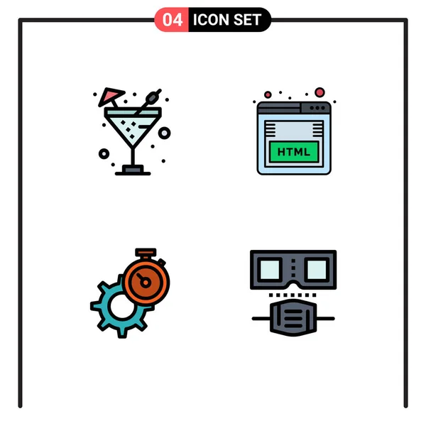 Set Modern Icons Sysymbols Signs Drink Time Water Seo Setting — Archivo Imágenes Vectoriales