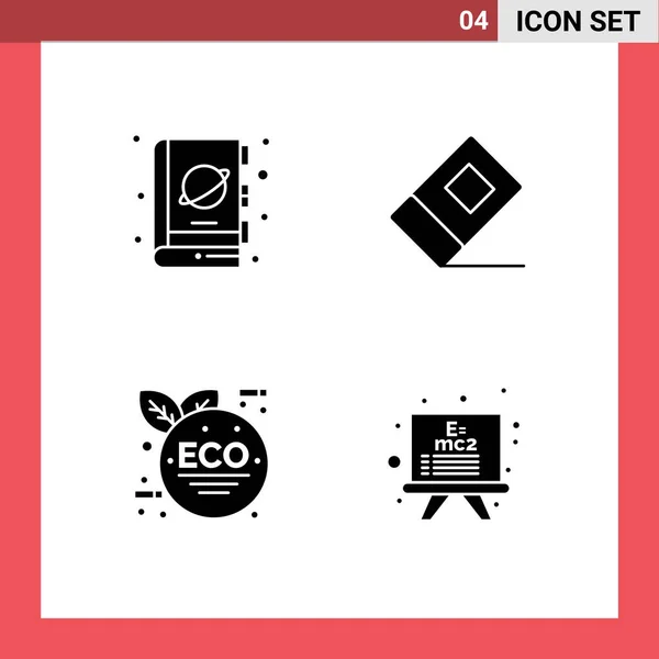 Universal Icon Symbols Group Modern Solid Glyphs Book Eco Leaf — Stock Vector