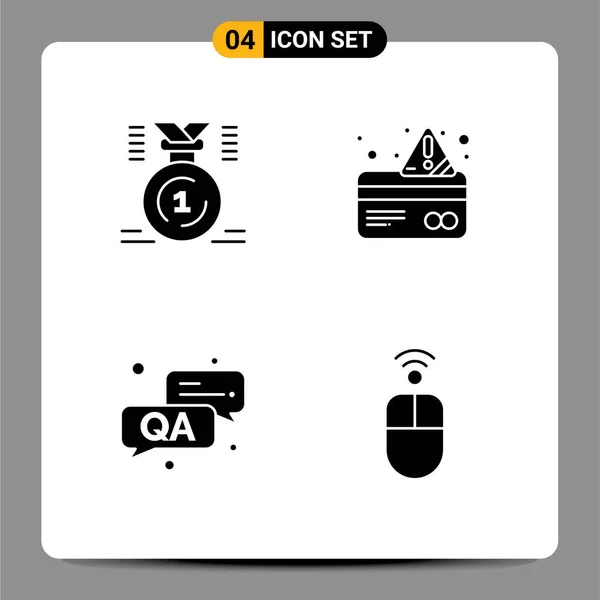 Set Commercial Solid Glyphs Pack Award Answer First Card Question — Stockový vektor