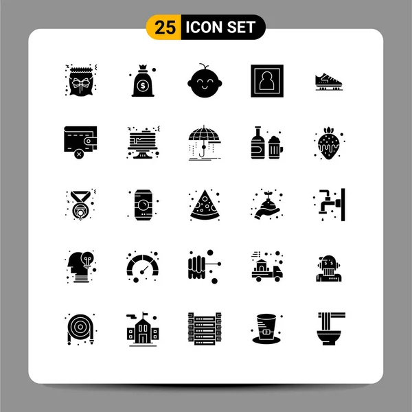 25個のモダンなUiアイコンのセットスケート ブート 写真のための記号編集可能なベクトルデザイン要素 — ストックベクタ