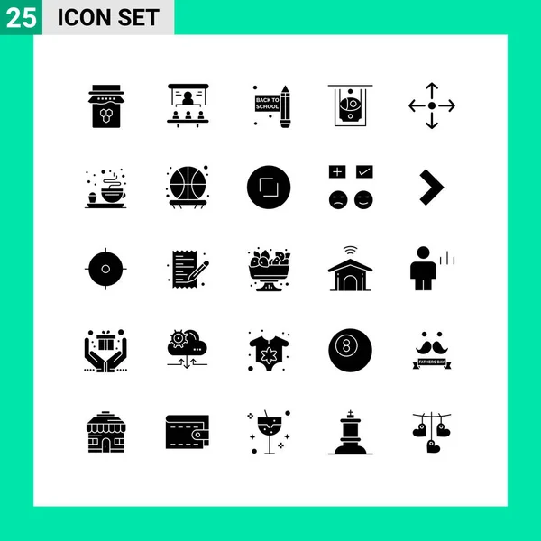 Set Commercial Solid Glyphs Pack Full Screen Arrow People Money — Vector de stock