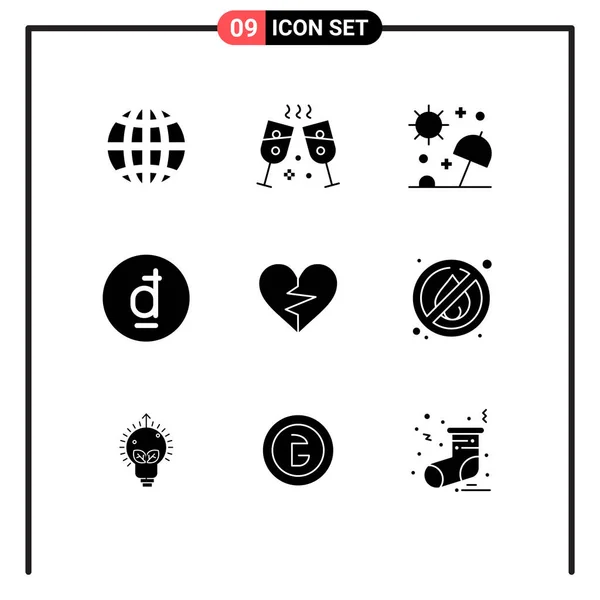 Universal Icon Symbols Group Modern Solid Glyphs Heart Sea Vietnamese — Stockvector