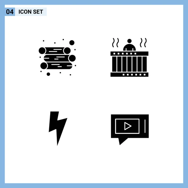 Packung Mit Modernen Solid Glyphen Zeichen Und Symbole Für Web — Stockvektor