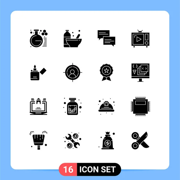 Pictogram Set Simple Solid Glyphs Vintage Protein Retro Vzdělávání Editable — Stockový vektor