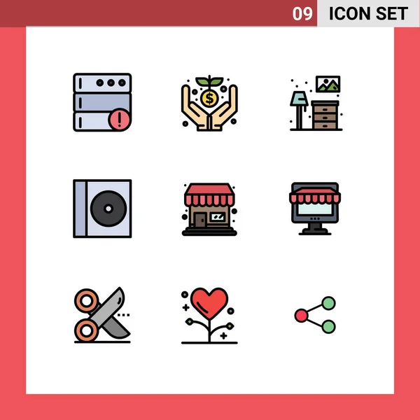 Set Modern Icons Sysymbols Signs Ecommerce Store Living Shop Compact — Archivo Imágenes Vectoriales