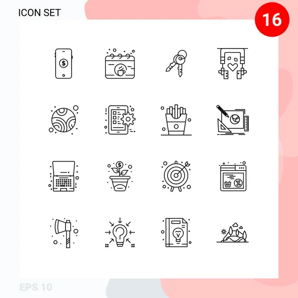 User Interface Outline Pack Modern Signs Symbols Planet Therapy Keys — Stockový vektor