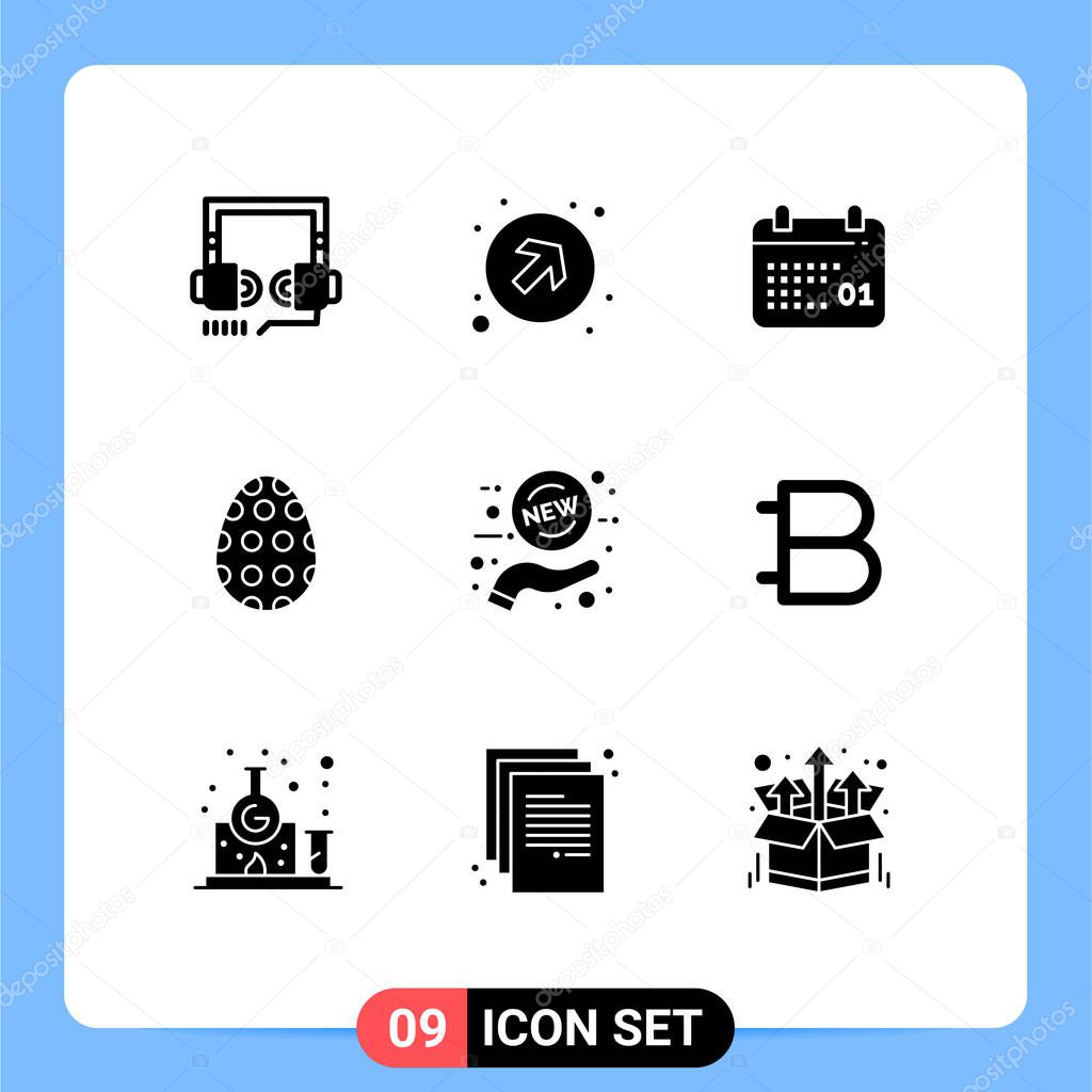 Solid Glyph Pack of 9 Universal Symbols of offer, egg, canada, easter egg, decoration Editable Vector Design Elements