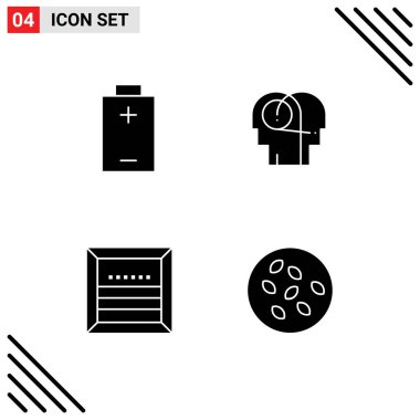 4 Tematik Vektör Katı Kabartma ve Düzenlenebilir Pil, Ticaret Sembolleri, daha iyi, insan, Sevkiyat Düzenlenebilir Vektör Tasarım Elemanları