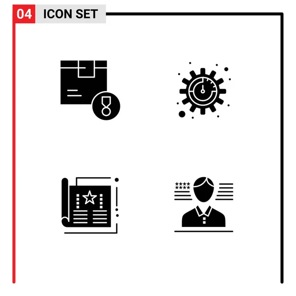 4个成就 可编辑向量设计元素的基本固字界面套件 — 图库矢量图片