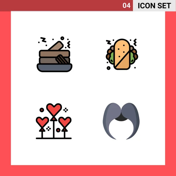 Universal Icon Simboli Gruppo Moderne Filledline Flat Colors Cake Valentine — Vettoriale Stock