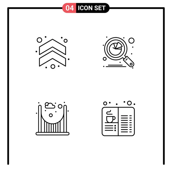 Conjunto Moderno Cores Planas Filledline Pictograph Seta Ponte Direção Dados — Vetor de Stock