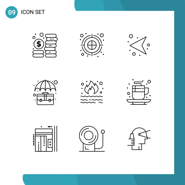 Universal Icon Symbols Group Modern Outlines Burn Insurance Arrows Case — Vetor de Stock