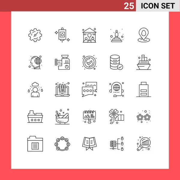 Set Modern Ikonok Szimbólumok Jelek Húsvét Pin Biztosítás Helyszín Professzionális — Stock Vector