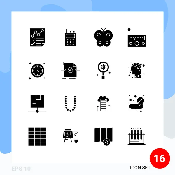 Creative Icons Modern Signs Sysymbols Clock Radio Animal Música Dispositivo — Vector de stock