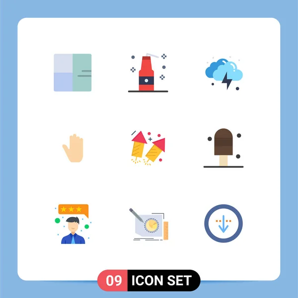 Универсальная Икона Представляет Собой Группу Современных Плоских Цветов Фейерверка Руки — стоковый вектор