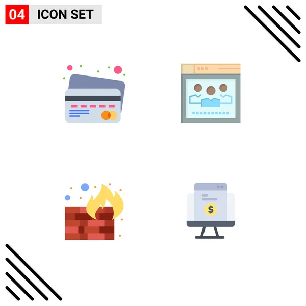 Universal Flat Icons Set Web Mobile Applications Card Security Browser — Vetor de Stock