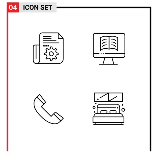 Icône Vectorielle Stock Paquet Signes Symboles Ligne Pour Document Téléphone — Image vectorielle
