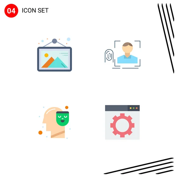 Mobile Interface Flat Icon Set Pictograms Gallery Human Frame Recognition — Vector de stock