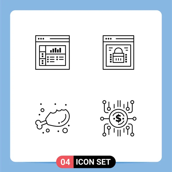 Set Modern Icons Sysymbols Signs Design Diet Information Security Web — Archivo Imágenes Vectoriales