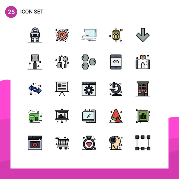 Vector Stock Icon Pack Líneas Señales Símbolos Para Linterna Decoración — Vector de stock