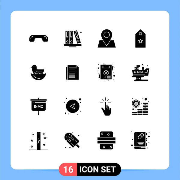 Csoport Solid Glyphs Jelek Szimbólumok Kacsa Csillag Könyvtár Rang Katonai — Stock Vector