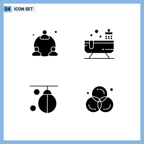 Set Commercial Solid Glyphs Pack Web Boxing Bathroom Water Training — Vector de stock