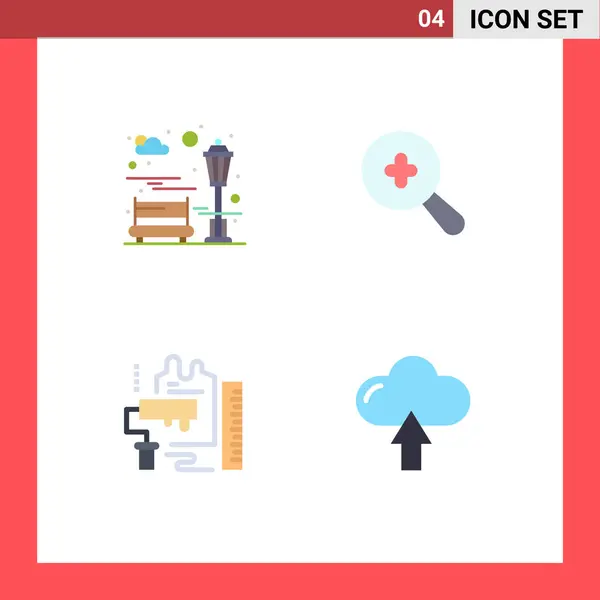 Set Vector Flat Icons Grid Bench Roller Recreation Scale Editable — Vector de stock