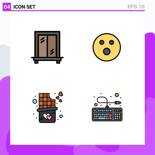 Set Modern Icons Sysymbols Signs Interior Computer Folf Chocolate Bar — Vector de stock