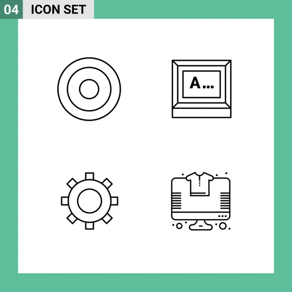 Moderne Set Van Filledline Platte Kleuren Symbolen Zoals Basic Gear — Stockvector