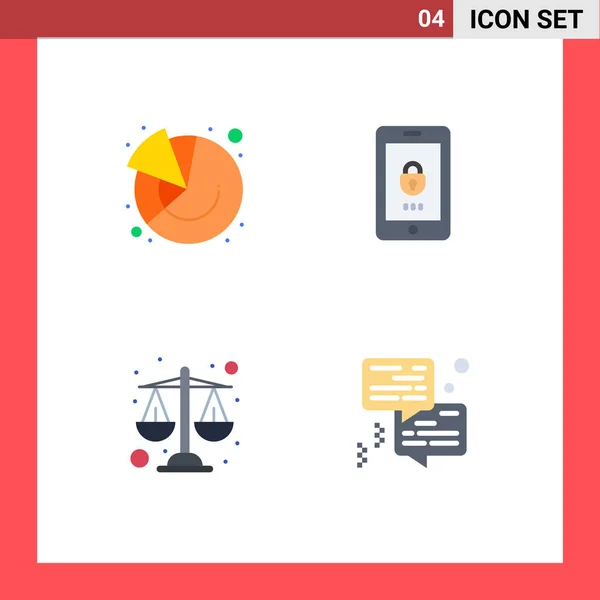 Modern Set Flat Icons Pictograph Chart Justice Marketing Mobile Bubble — Archivo Imágenes Vectoriales