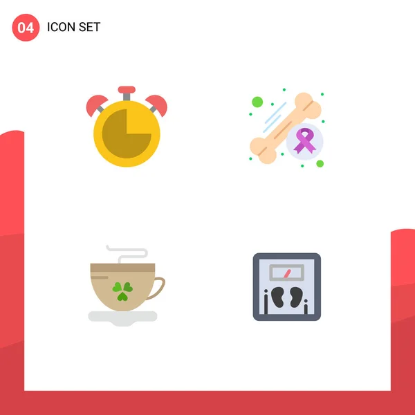 Pictogram Set Dari Ikon Datar Sederhana Alarm Teh Timer Kanker - Stok Vektor