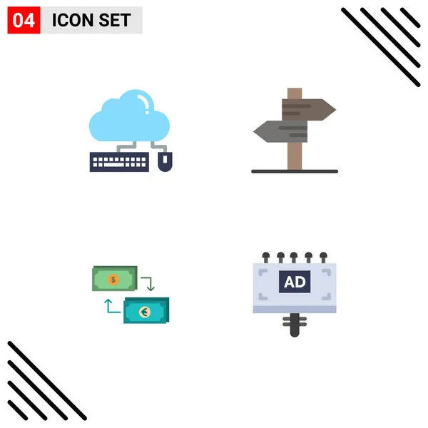 Set Commercial Flat Icons Pack Computing Exchange Cloud Heart Dollar — Vector de stock