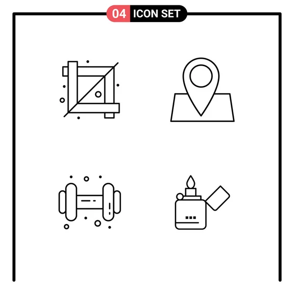 Stock Vector Icon Confezione Segni Simboli Linea Ritaglio Dum Grafica — Vettoriale Stock