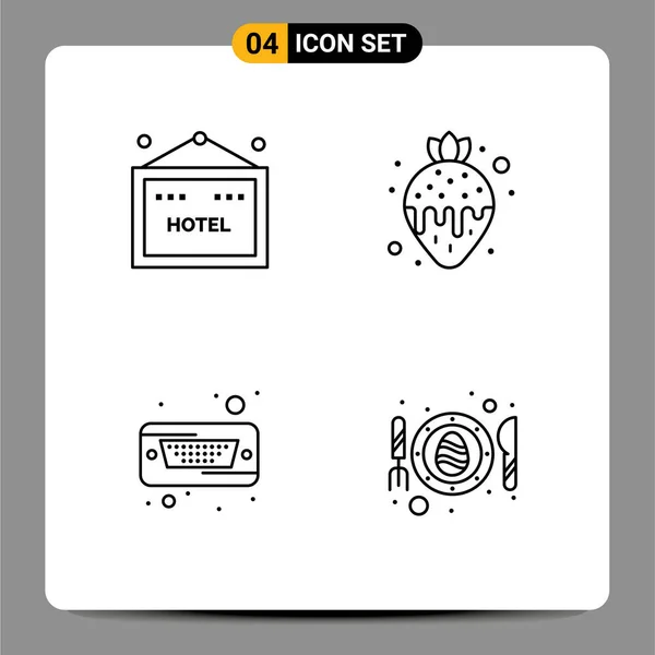 Stock Vector Icon Pack Line Segni Simboli Hotel Hard Disk — Vettoriale Stock