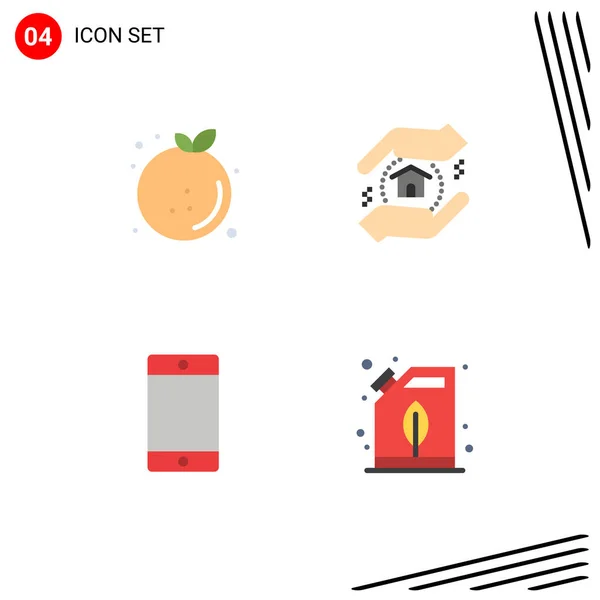 Mobile Interface Flat Icon Set Pictograms Citrus Cell Fruit Real — Vector de stock