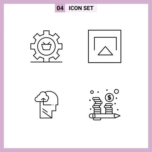 Set Modern Icons Sysymbols Signs Cart Experience Commerce Air Mind — Vector de stock