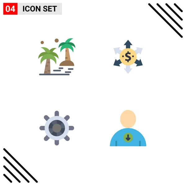 User Interface Pack Basic Flat Icons Date Πλοίο Παραλία Χρήματα — Διανυσματικό Αρχείο