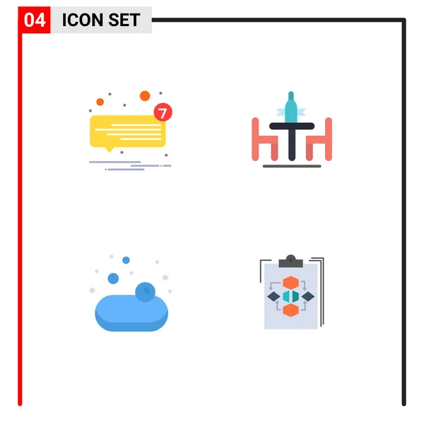 Set Mit Kommerziellen Flat Icons Für Chat Meeting Rede Konferenz — Stockvektor