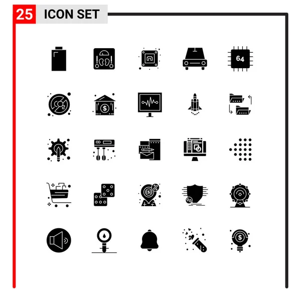 Stock Vector Icon Pack Mit Zeilenzeichen Und Symbolen Für Hardware — Stockvektor