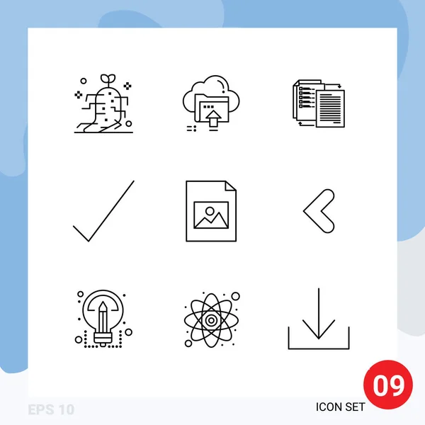 Thematic Vector Outlines Editable Symbols Document Complete Computing Check Wlan — Stock Vector