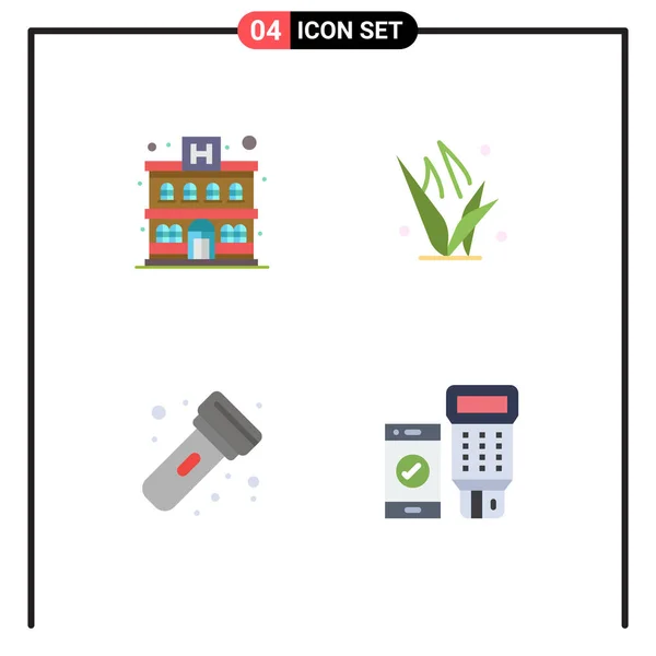 Thematic Vector Flat Icons Editable Symbols Apartment Light Grass Spring — Stock Vector