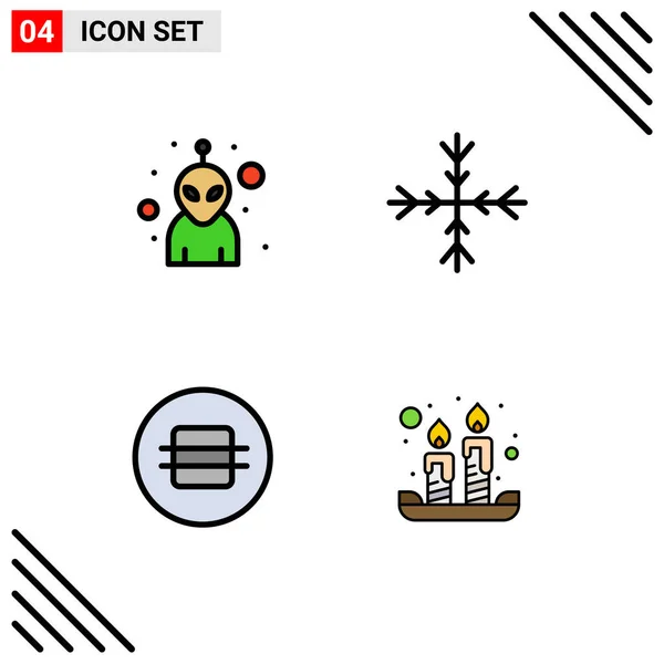 Creative Icons Modern Signs Sysymbols Alien Macaroon Snow Diet Easter — Archivo Imágenes Vectoriales