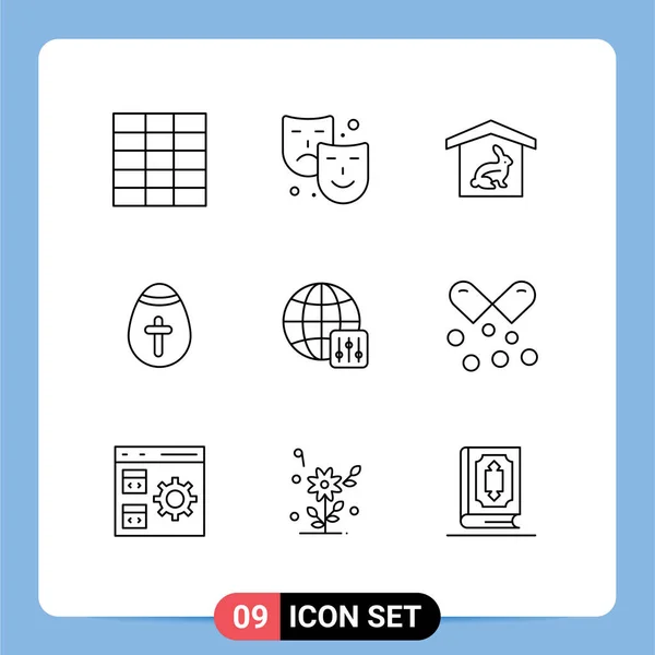 Conjunto Pictogramas Óleo Configuração Páscoa Mundo Férias Elementos Design Vetores — Vetor de Stock