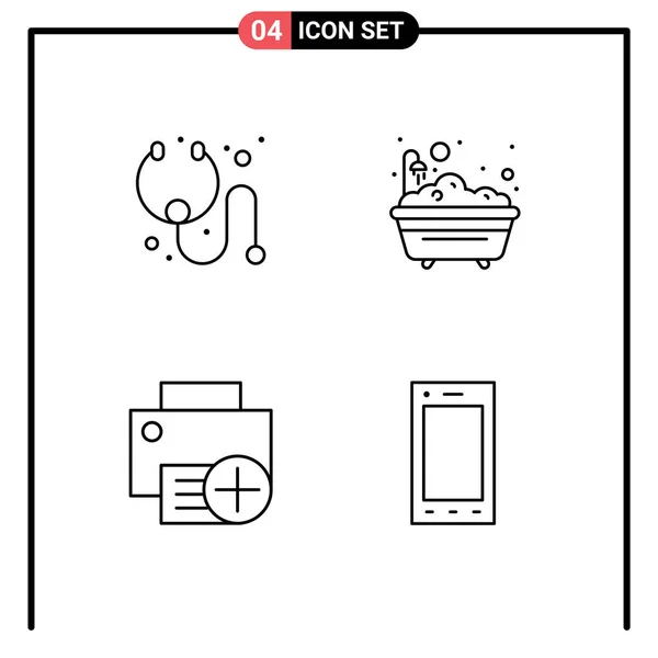 Modern Set Filledline Flat Colors Pictograph Cure Devices Bath Bathroom — Stock Vector